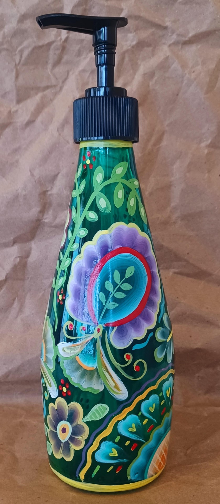 Hand-Painted Folk Floral Soap Pump